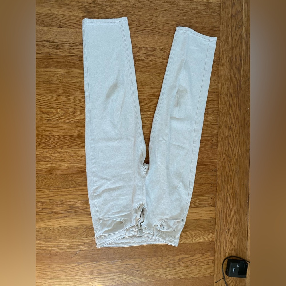 SHEIN off white/cream straight leg jeans